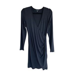 BANANA REPUBLIC ladies stretch wrap long sleeve LBD little black dress sz SMALL